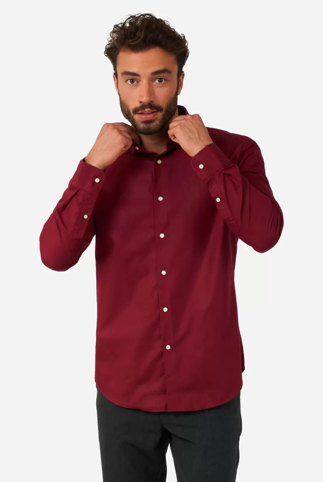 Casual Overhemden | Effen Gekleurde Overhemden | OppoSuits Blazing Burgundy