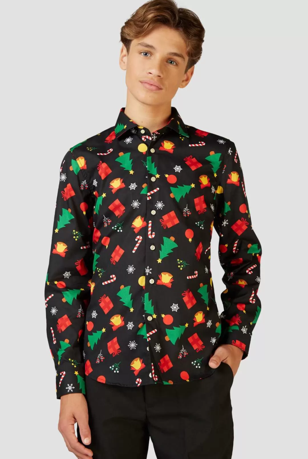 Casual Overhemden | Kerst Overhemden | OppoSuits Christmas Icons Black