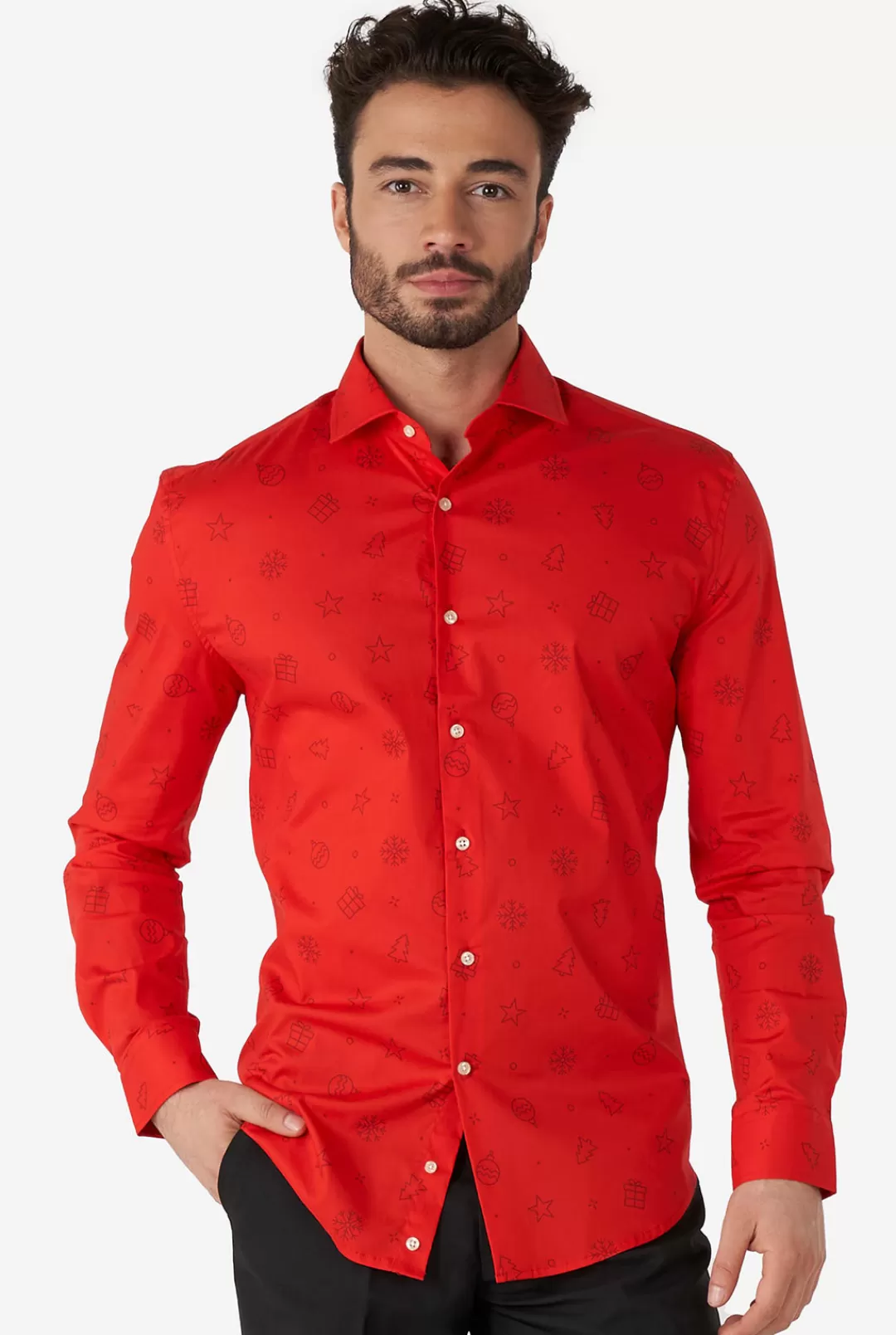 Casual Overhemden | OppoSuits Christmas Icons Red
