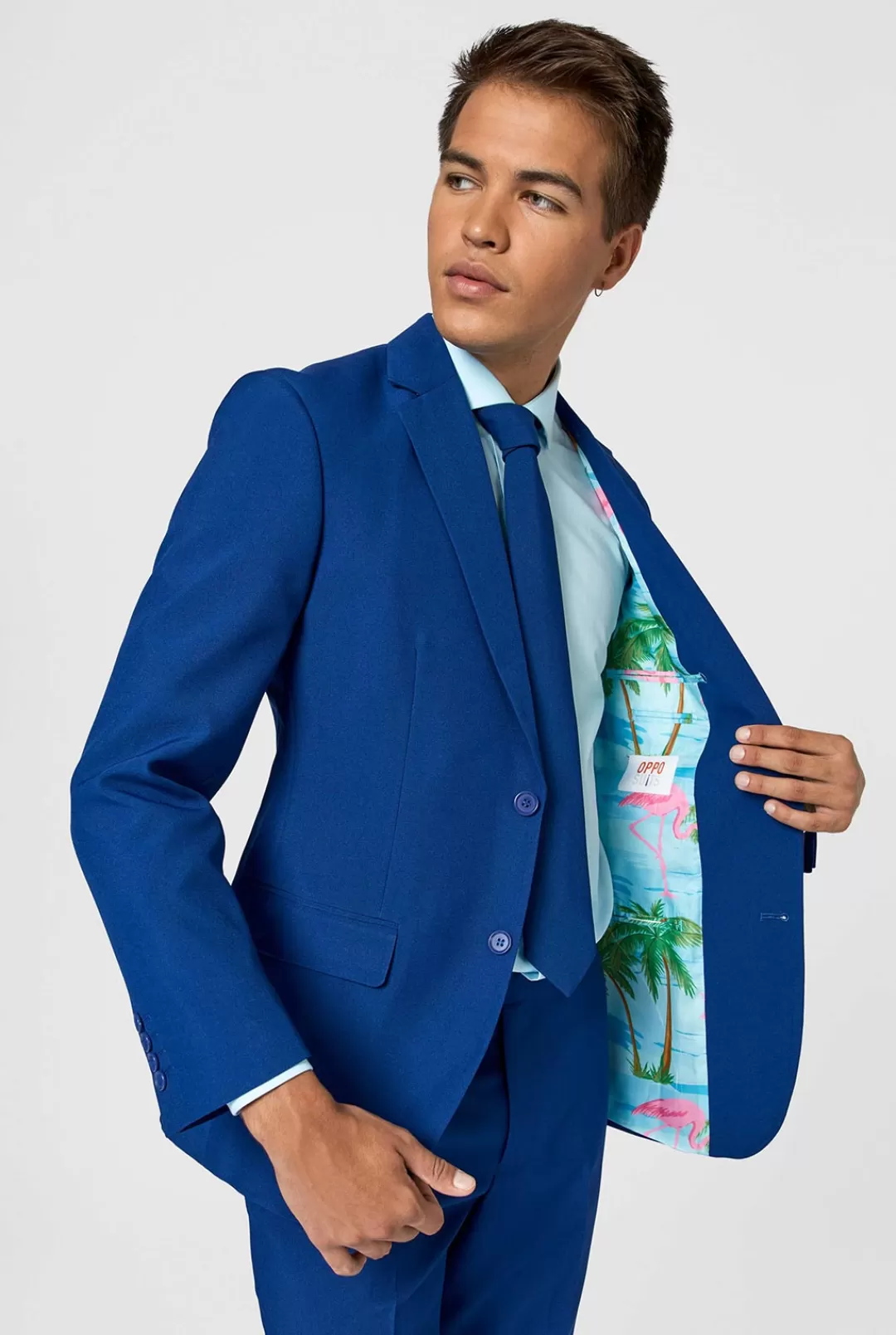 Vrijgezellenfeest Pakken | Effen Gekleurde Pakken | OppoSuits Navy Royale - Flaminguy lining