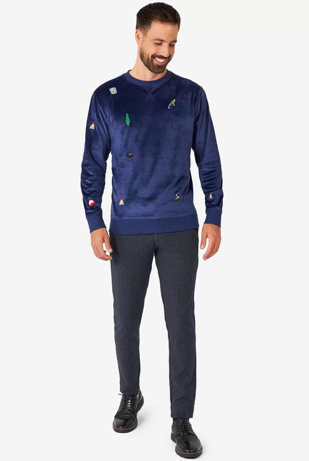 Deluxe Sweaters | Kerst Sweaters | OppoSuits Velvet Navy - Xmas Icons