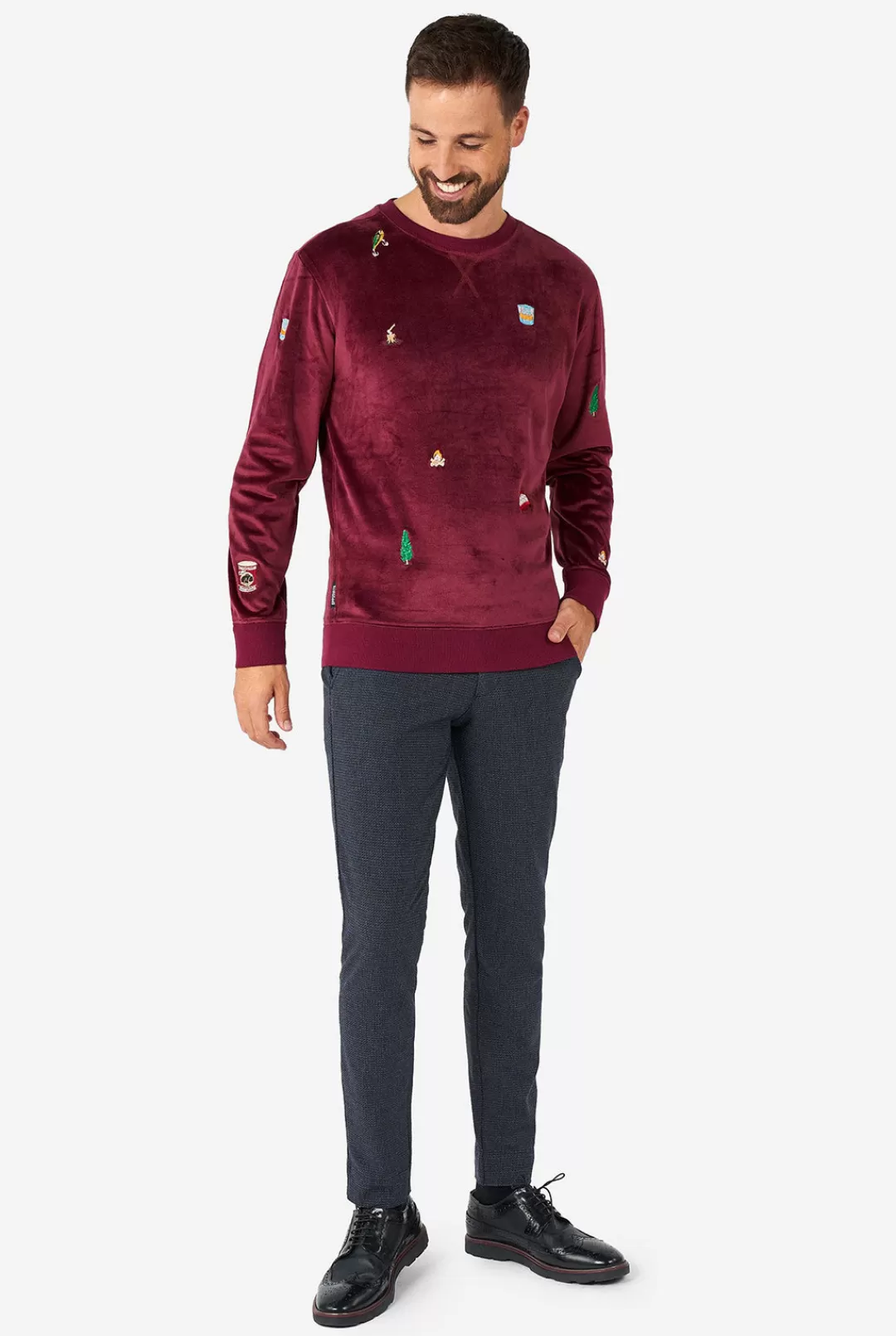 Deluxe Sweaters | Kerst Sweaters | OppoSuits Velvet Red - Xmas Icons