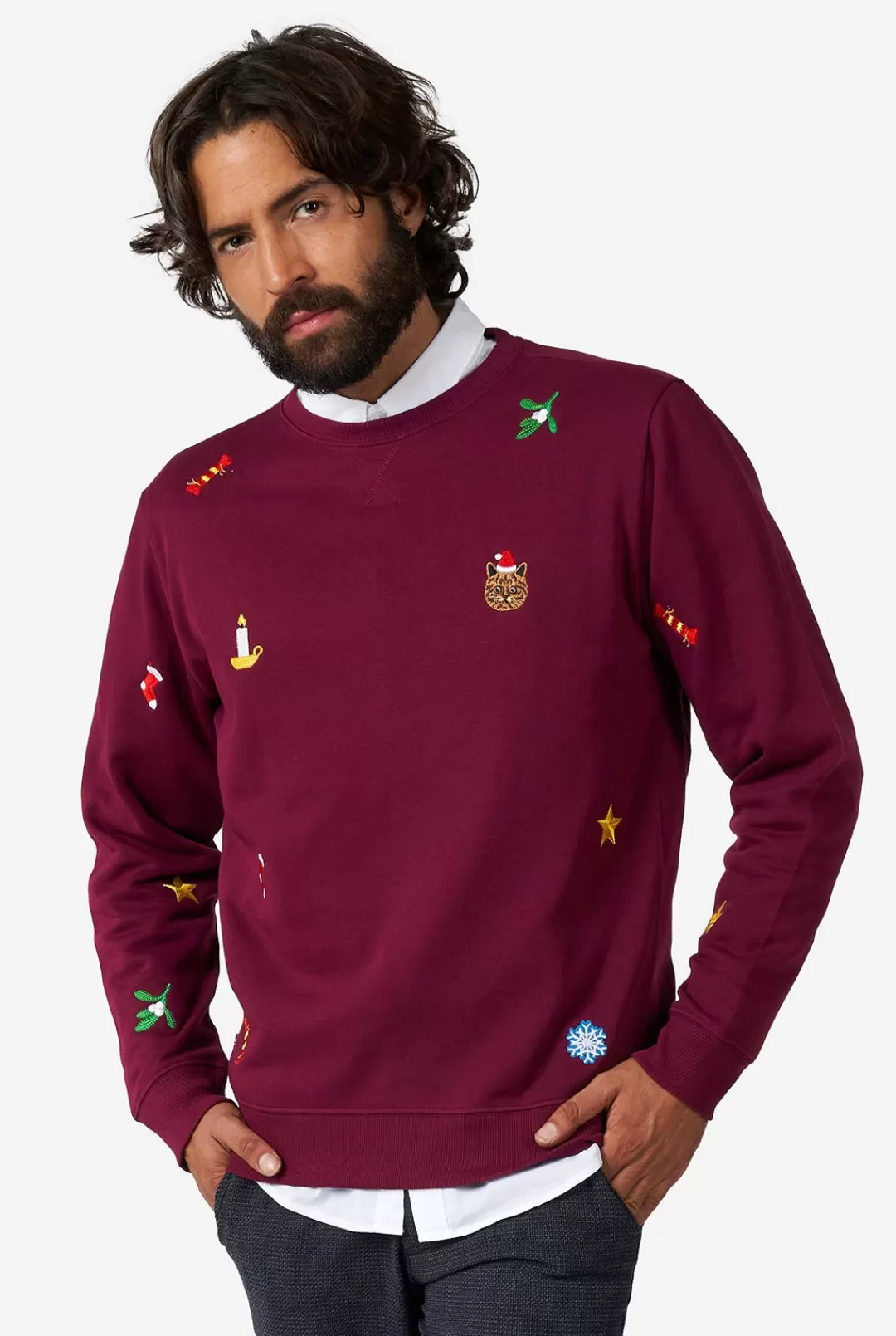 Deluxe Sweaters | Kerst Sweaters | OppoSuits X-Mas Icons - Burgundy