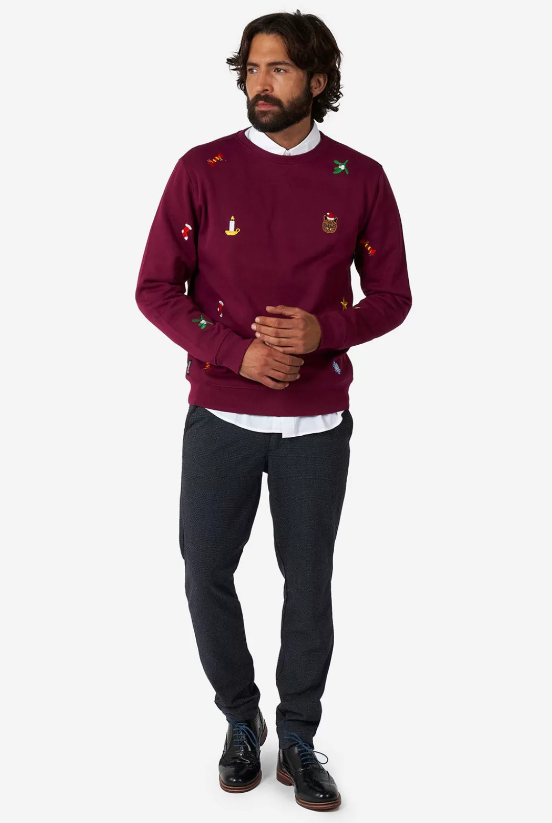 Deluxe Sweaters | Kerst Sweaters | OppoSuits X-Mas Icons - Burgundy